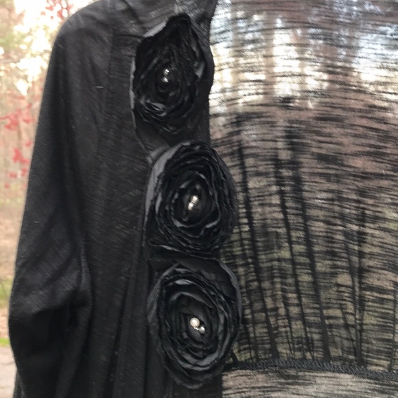 3/$10 Sushi Flowers Sheer Cardigan - Picture 3 of 10